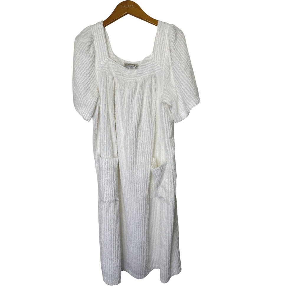 Vintage The Vermont Country Store White Chenille Pullover Dress/Nightgown Large